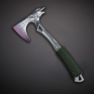 Bloodhound Axe Raven Handmade D2 Steel Full Tang Leather Handle